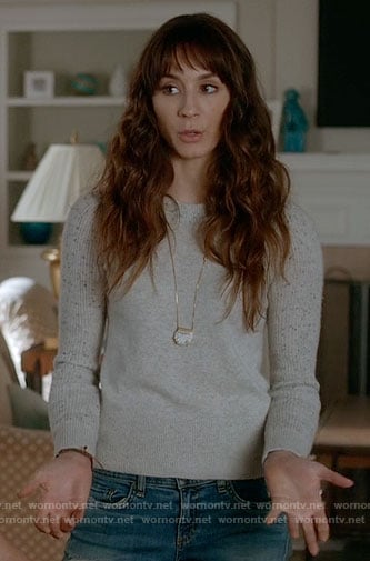 Spencer's grey sweater with marled sleeves on Pretty Little Liars