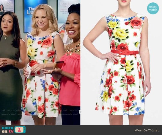 Tahari Floral Faille Fit & Flare Dress worn by Heather Flynn-Kellogg (Fiona Gubelmann) on Daytime Divas