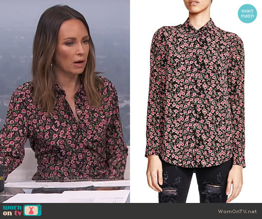 The Kooples Silk Forget-Me-Not Print Shirt worn by Catt Sadler on E! News