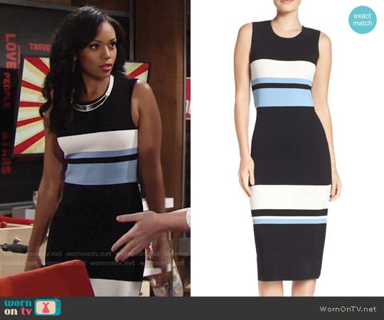 WornOnTV: Hilary’s black dress with blue and white stripes on The Young ...