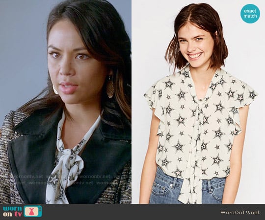 Zara Star Print Blouse worn by Mona Vanderwaal (Janel Parrish) on Pretty Little Liars