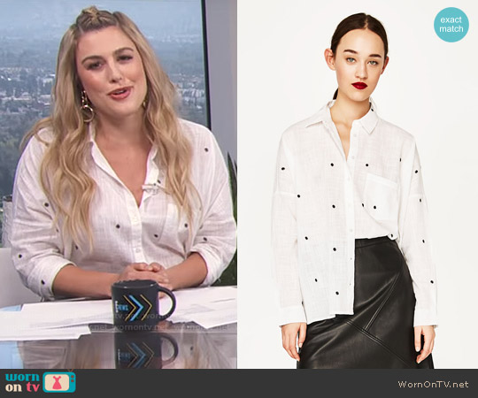 Zara Oversized Embroidered Shirt worn by Carissa Loethen Culiner on E! News