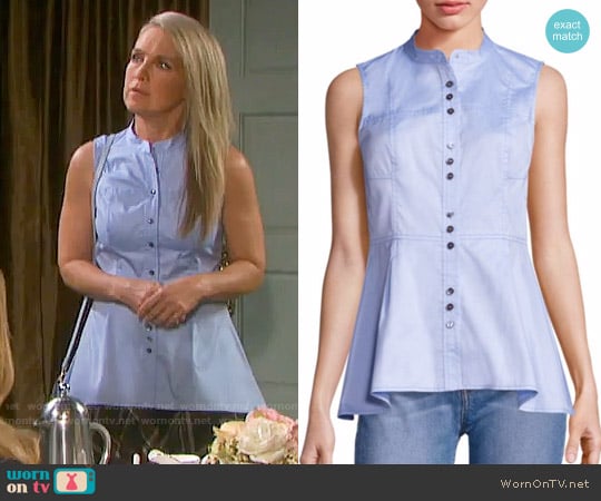 10 Crosby Derek Lam Cotton Peplum Blouse worn by Jennifer Horton (Melissa Reeves) on Days of our Lives