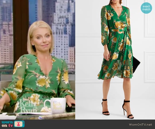 Coco floral-print fil coupé chiffon dress by Alice + Olivia worn by Kelly Ripa on Live with Kelly and Mark