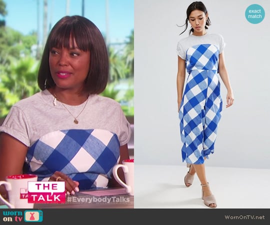 Jumpsuit in Gingham with Jersey T-Shirt by ASOS worn by Aisha Tyler on The Talk