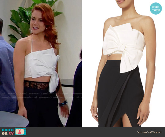 Adeam Bow Bustier Poplin Top worn by Sally Spectra (Courtney Hope) on The Bold and the Beautiful