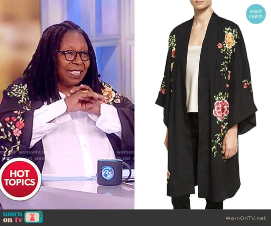 Lupe Embroidered Long Kimono by Alice + Olivia worn by Whoopi Goldberg on The View