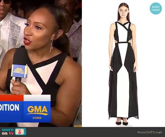 WornOnTV Mara s black color block evening dress on Good Morning