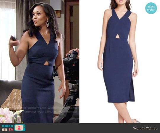 WornOnTV: Hilary’s navy dress with triangle cutout on The Young and the ...