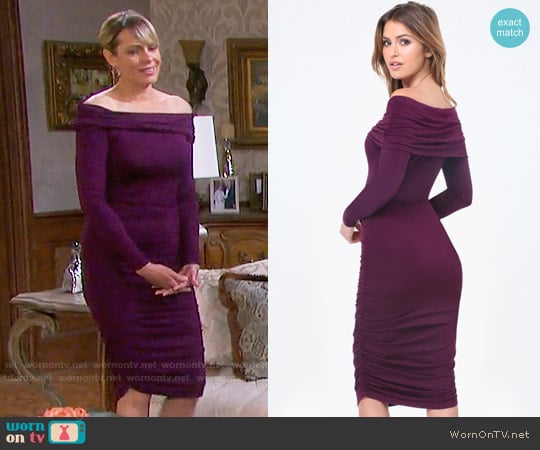 Bebe Ruched Off Shoulder Dress worn by Nicole Walker (Arianne Zucker) on Days of our Lives