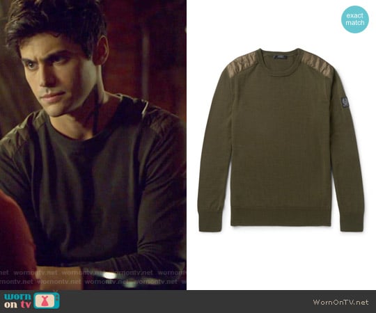 Kerrigan Quilted Shell Trimmed Virgin Wool Sweater by Belstaff worn by Alexander Lightwood (Matthew Daddario ) on Shadowhunters