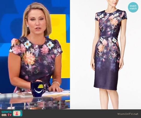 Floral-Print Sheath Dress by Betsey Johnson worn by Amy Robach on Good Morning America