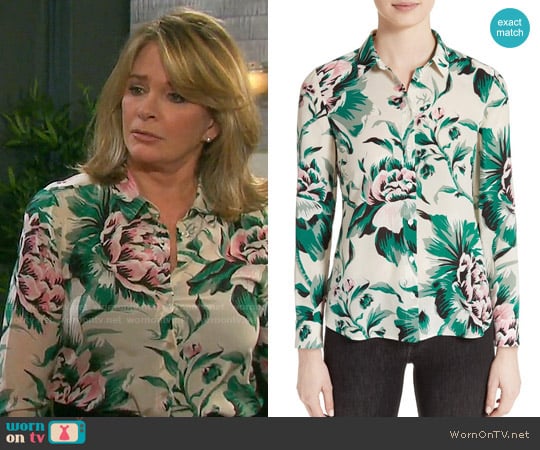 Burberry Aster Peony Rose Print Silk Shirt worn by Marlena Evans (Deidre Hall) on Days of our Lives