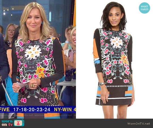 Cuba Scarf Shift Dress by Clover Canyon worn by Lara Spencer on Good Morning America