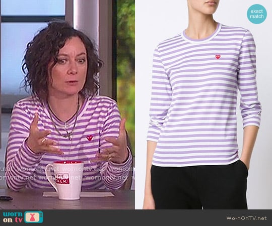 Mini Heart Striped T-Shirt by Comme Des Garcons Play worn by Sara Gilbert  on The Talk