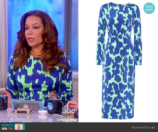 Printed dress by Diane von Furstenberg worn by Sunny Hostin on The View