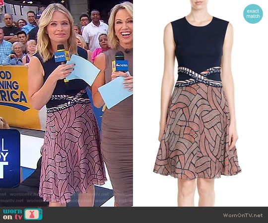 Printed Dress by Diane von Furstenberg worn by Sara Haines on Good Morning America