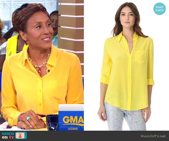 WornOnTV: Robin’s yellow shirt and layered skirt on Good Morning ...