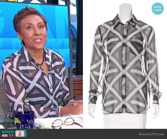 WornOnTV: Robin’s grey abstract print blouse on Good Morning America ...