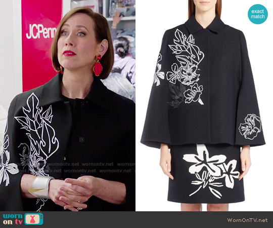 Fendi Floral Embroidered Wool & Silk Cape worn by Diana Trout (Miriam Shor) on Younger