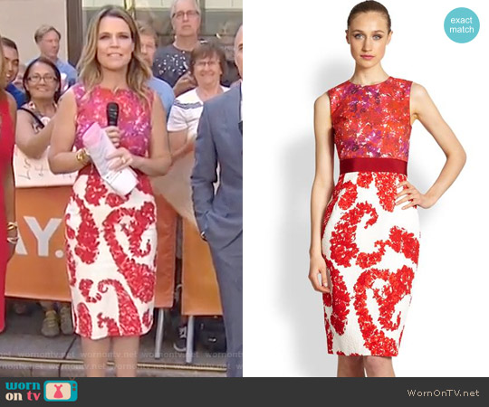 Mixed Media Floral Dress by Giambattista Valli worn by Savannah Guthrie on Today