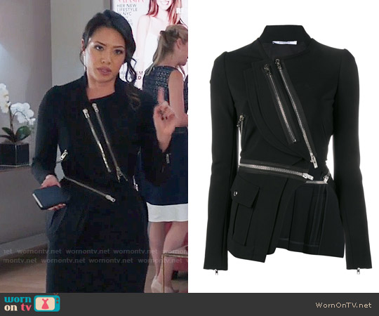 Givenchy Wool-trimmed stretch-crepe jacket worn by Lauren Park (Emily Chang) on The Bold Type