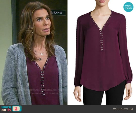 Haute Hippie Sagat Split-Sleeve Silk Blouse worn by Hope Williams (Kristian Alfonso) on Days of our Lives