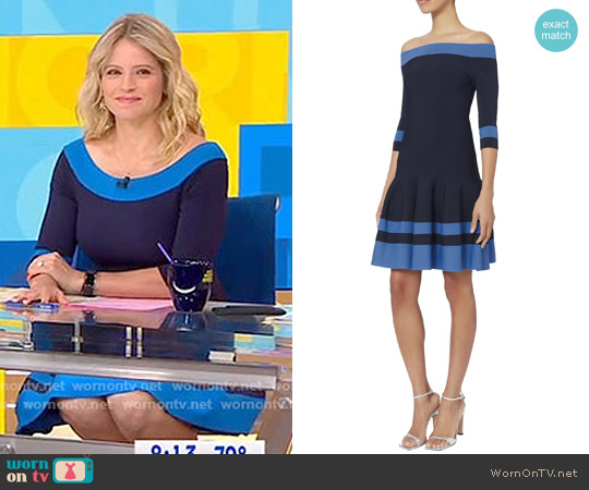 Off Shoulder Flare Dress by Jonathan Simkhai worn by Sara Haines on Good Morning America