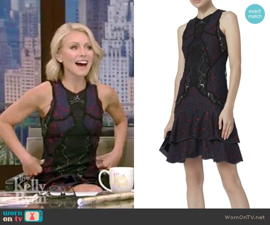 Two-Tone Lace Mini Dress by Jonathan Simkhai worn by Kelly Ripa on Live with Kelly and Mark