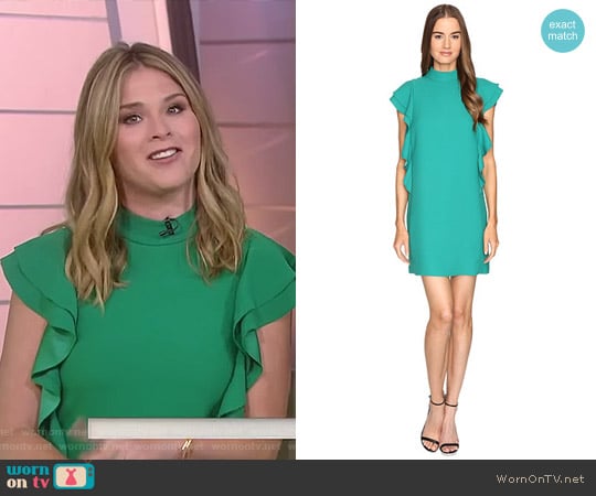 WornOnTV: Jenna’s green ruffled sleeve mini dress on Today | Jenna Bush ...