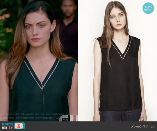 Lara Woven Top by Maje worn by Hayley (Phoebe Tonkin) on The Originals