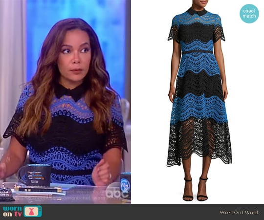 Wavy Striped Lace Midi Shirtdress by Lela Rose worn by Sunny Hostin on The View