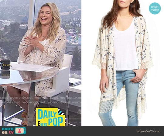 Lace Trim Kimono by Lucca Couture worn by Carissa Loethen Culiner on E! News