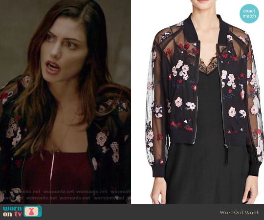 Wornontv Hayleys Sheer Embroidered Bomber Jacket On The Originals Phoebe Tonkin Clothes