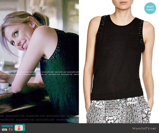 Tuilerie Embellished Tank by Maje worn by Freya Mikaelson (Riley Voelkel) on The Originals