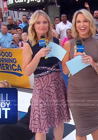 Sara’s navy ladder print dress on Good Morning America