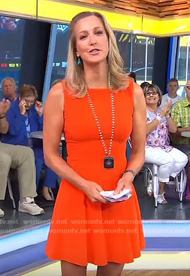 Lara’s orange fit and flare dress on Good Morning America