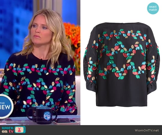 Boat-neck fil coupe silk-blend top by Peter Pilotto worn by Sara Haines on The View