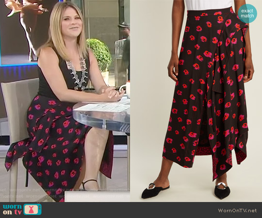 Flower Print Crepe Skirt by Proenza Schouler worn by Jenna Bush Hager on Today