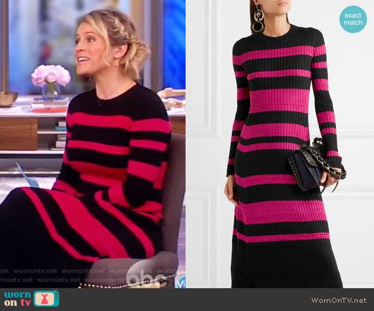 Striped ribbed wool-blend midi dress by Proenza Schouler worn by Sara Haines on The View