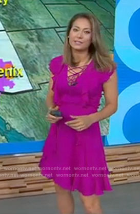 Ginger’s purple ruffled lace-up dress on Good Morning America