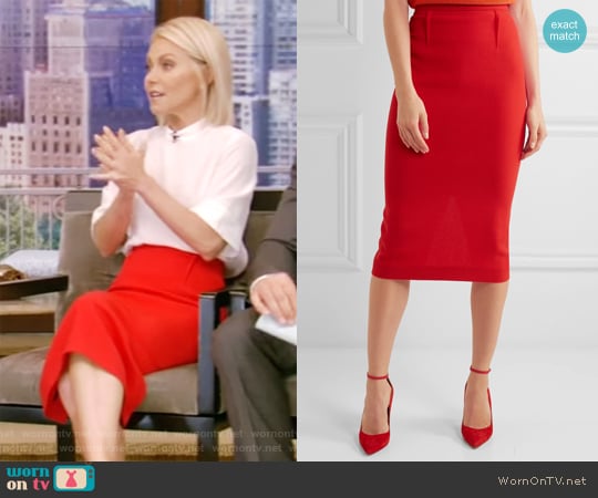 Arreton Wool-Crepe Pencil Skirt by Roland Mouret worn by Kelly Ripa on Live with Kelly and Mark