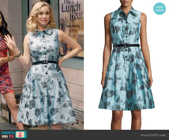 Rickie Freeman for Teri Jon Sleeveless Belted Floral Shirtdress worn by Heather Flynn-Kellogg (Fiona Gubelmann) on Daytime Divas