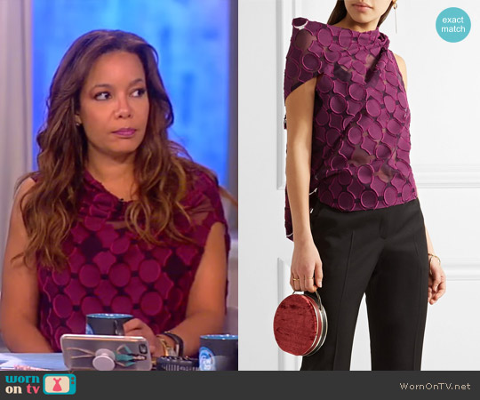 Eugene open-back draped fil coupé top by Roland Mouret worn by Sunny Hostin on The View