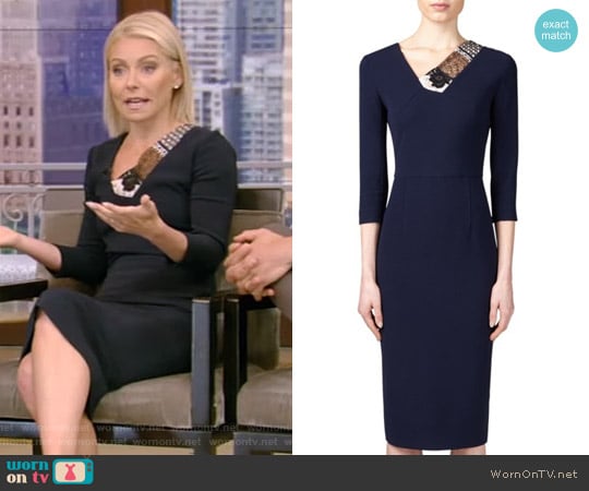 WornOnTV: Kelly’s navy dress with lace panels on Live With Kelly ...