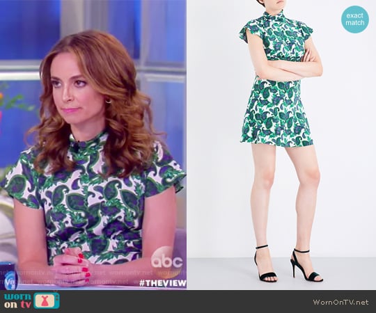 Paisley-patterned silk dress by Sandro worn by Jedediah Bila on The View