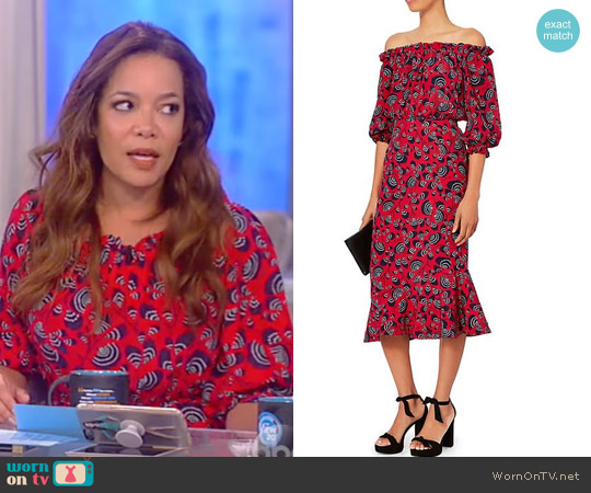 Grace Off-The-Shoulder Dress by Saloni worn by Sunny Hostin on The View