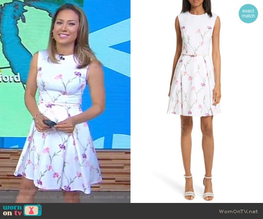 Ahlanna Sketchbook Skater Dress by Ted Baker worn by Ginger Zee on Good Morning America