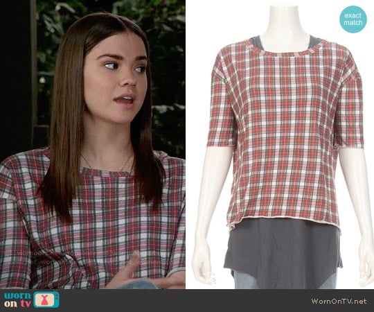 Tee Lab by Frank & Eileen Plaid Core Elbow Tee worn by Callie Jacob (Maia Mitchell) on The Fosters