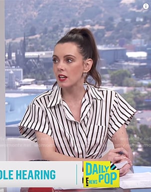 Melanie’s twisted front striped shirt on E! News Daily Pop